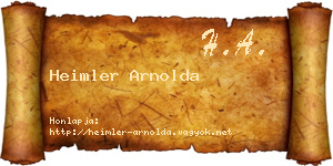 Heimler Arnolda névjegykártya
